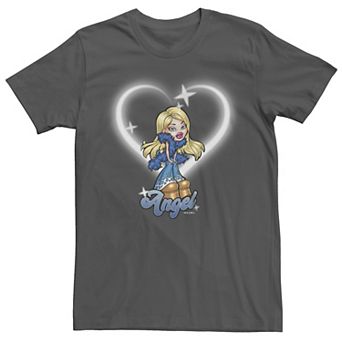 Juniors' Bratz Angel Glitter Heart Bratz Boyfriend Graphic Tee