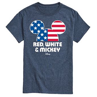 Disney's Men's Red White And Mickey Graphic Tee