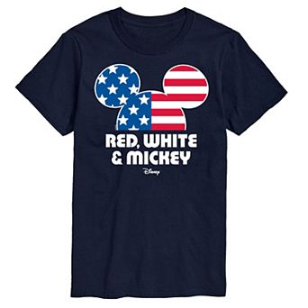 Disney's Men's Red White And Mickey Graphic Tee