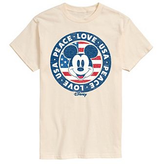 Disney's Mickey Mouse Men's Peace Love USA Americana Graphic Tee