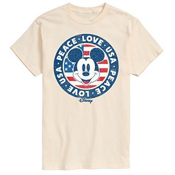 Disney's Mickey Mouse Men's Peace Love USA Americana Graphic Tee