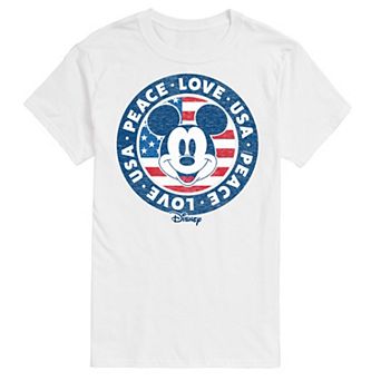 Disney's Mickey Mouse Men's Peace Love USA Americana Graphic Tee