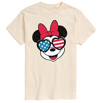 Disney's Minnie Mouse Men's Americana Flag Heart Sunglasses Graphic Tee