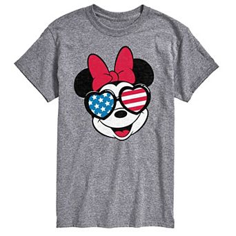 Disney's Minnie Mouse Men's Americana Flag Heart Sunglasses Graphic Tee