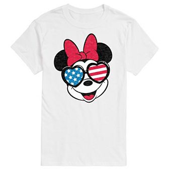 Disney's Minnie Mouse Men's Americana Flag Heart Sunglasses Graphic Tee