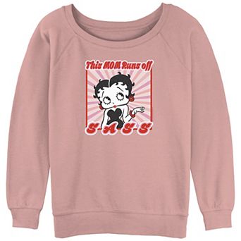 Juniors' Betty Boop Sassy Mom Slouchy Terry Pullover