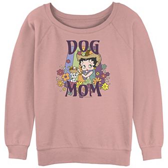 Juniors' Betty Boop Proud Dog Mom Slouchy Terry Pullover