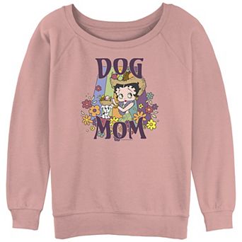 Juniors' Betty Boop Proud Dog Mom Slouchy Terry Pullover
