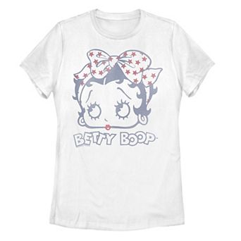 Juniors' Betty Boop Head Stars Print Bow Graphic Tee