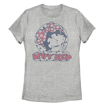 Juniors' Betty Boop Winking Polka Dot Print Bow Graphic Tee