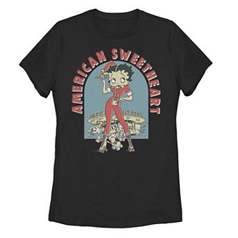 Juniors' Betty Boop Dinner American Sweetheart Graphic Tee