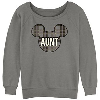 Disney's Mickey Mouse Ears Aunt Plaid Patch Juniors' Graphic Pullover