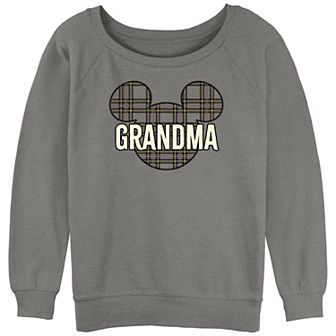Disney's Mickey Mouse Grandma Plaid Patch Women's Graphic Pullover