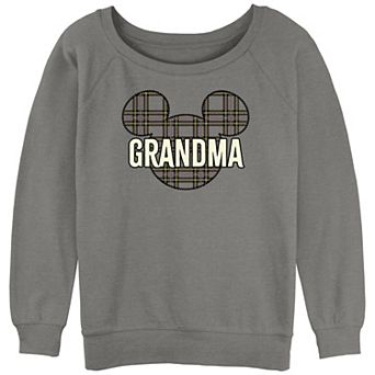 Disney's Mickey Mouse Grandma Plaid Patch Women's Graphic Pullover