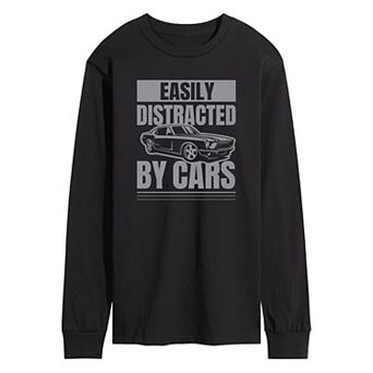 Men's Easily Distracted by Cars Long Sleeve Graphic Tee