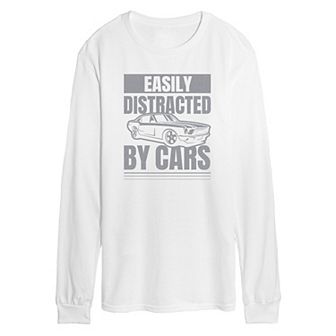 Men's Easily Distracted by Cars Long Sleeve Graphic Tee