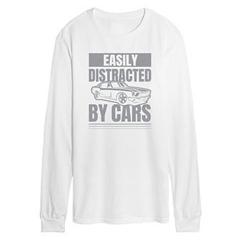 Men's Easily Distracted by Cars Long Sleeve Graphic Tee