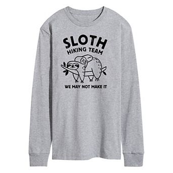 Men's Sloth Hiking We Might Not Make It Long Sleeve Graphic Tee