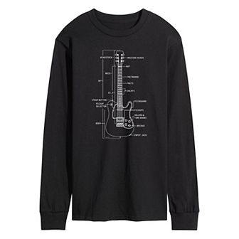 Men's Guitar Diagram Long Sleeve Graphic Tee