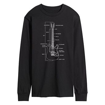 Men's Guitar Diagram Long Sleeve Graphic Tee