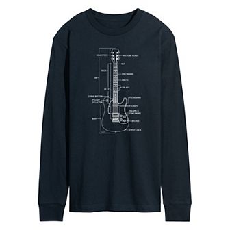 Men's Guitar Diagram Long Sleeve Graphic Tee