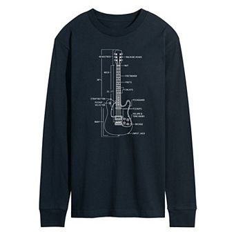Men's Guitar Diagram Long Sleeve Graphic Tee