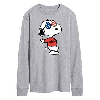 Men's Peanuts Americana Snoopy Long Sleeve Graphic Tee