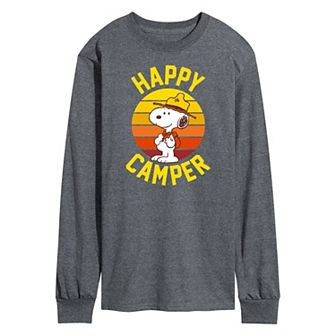 Men's Peanuts Happy Camper Long Sleeve Graphic Tee