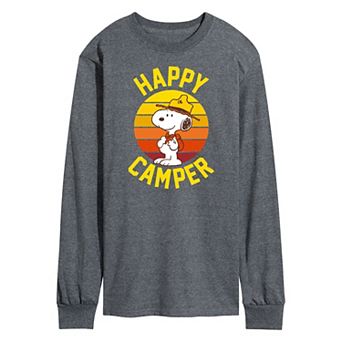 Men's Peanuts Happy Camper Long Sleeve Graphic Tee