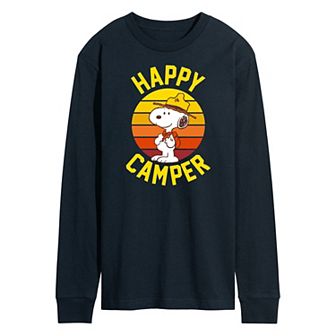 Men's Peanuts Happy Camper Long Sleeve Graphic Tee