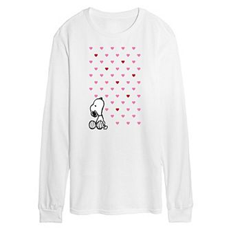 Men's Peanuts Snoopy Heart Long Sleeve Graphic Tee