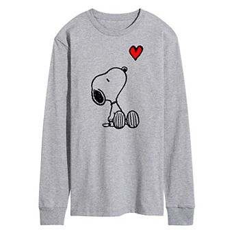Men's Peanuts Snoopy Heart Long Sleeve Graphic Tee