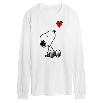 Men's Peanuts Snoopy Heart Long Sleeve Graphic Tee