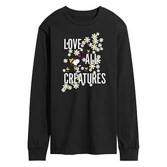 Men's Peanuts Love All Creatures Long Sleeve Graphic Tee