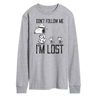 Men's Peanuts Dont Follow Me Long Sleeve Graphic Tee