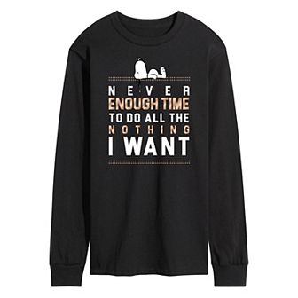 Men's Peanuts Enough Time Long Sleeve Graphic Tee