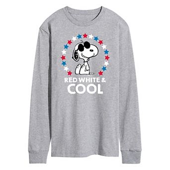 Men's Peanuts Red White And Cool Long Sleeve Graphic Tee