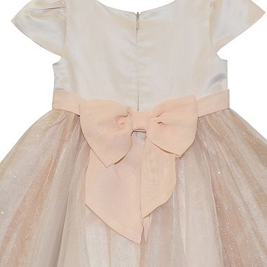 Toddler Girl Blueberi Boulevard Satin & Glitter Fit and Flare Dress