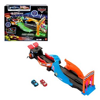 Mattel Disney / Pixar's Cars Glow Racers Launch & Criss-Cross Playset with 2 Glow-in-the-Dark Vehicles