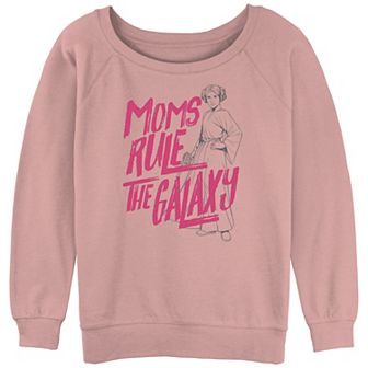 Juniors' Star Wars Princess Leia Line Art Moms Rule The Galaxy Slouchy Terry Pullover