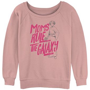 Juniors' Star Wars Princess Leia Line Art Moms Rule The Galaxy Slouchy Terry Pullover