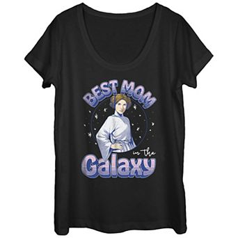 Juniors' Star Wars Best Mom In The Galaxy Princess Leia Portrait Scoop Neck Graphic Tee