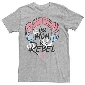 Juniors' Star Wars This Mom Is A Rebel Princess Leia Hair Boyfriend Graphic Tee