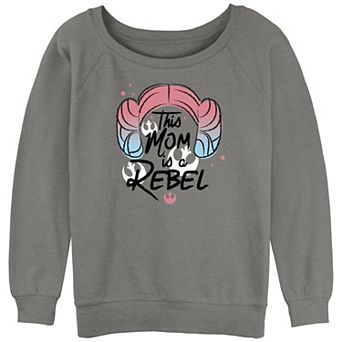 Juniors' Star Wars This Mom Is A Rebel Princess Leia Hair Slouchy Terry Pullover