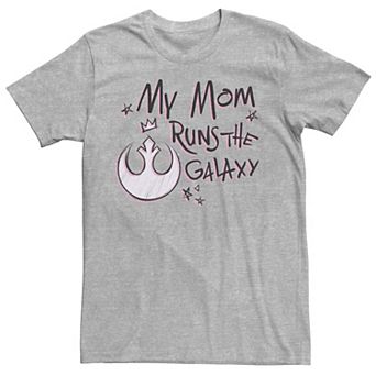 Juniors' Star Wars My Mom Runs The Galaxy Pink Rebel Logo Boyfriend Graphic Tee