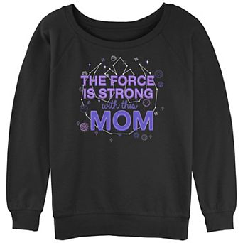 Juniors' Star Wars The Force Is Strong With This Mom Rebel Logo Slouchy Terry Pullover