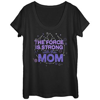 Juniors' Star Wars The Force Is Strong With This Mom Rebel Logo Scoop Neck Graphic Tee