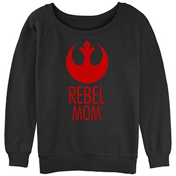 Juniors' Star Wars Rebel Mom Rebel Logo Slouchy Terry Pullover