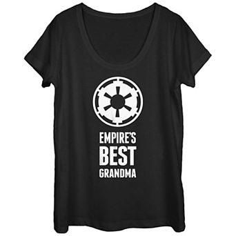 Juniors' Star Wars Empire's Best Grandma Empire Logo Scoop Neck Graphic Tee