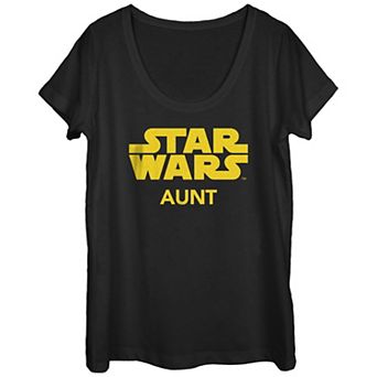 Juniors' Star Wars Aunt Classic Title Logo Scoop Neck Graphic Tee